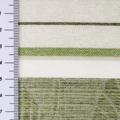 Gardinenstoff Dekostoff halbtransparent Jacquard-Streifen Blätter weiß grün 1,50m Breite