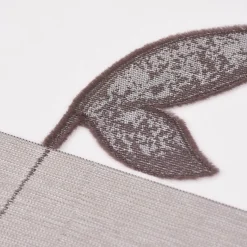 Gardinenstoff Dekostoff halbtransparent Scherli Streifen Blätter taupe weiß 1,50m Breite