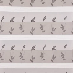 Gardinenstoff Dekostoff halbtransparent Scherli Streifen Blätter taupe weiß 1,50m Breite