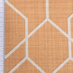 Gardinenstoff Dekostoff Jacquard Digitaldruck Geometrie Sechseck gelb beige 1,4m Breite