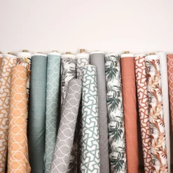 Gardinenstoff Dekostoff Jacquard Digitaldruck uni gelb meliert 1,4m Breite