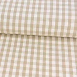 Gardinenstoff Dekostoff Landhausstoff weiß beige kariert 1,60m Breite