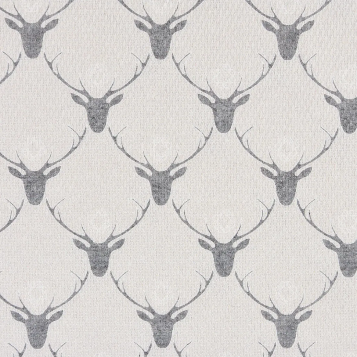 Gardinenstoff Dekostoff Landhausstoff Reliefstruktur Hirschköpfe beige grau 1,60m Breite