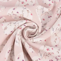 Gardinenstoff Dekostoff Landhausstoff Blümchen Kreise Pastell rosa 1,65m Breite