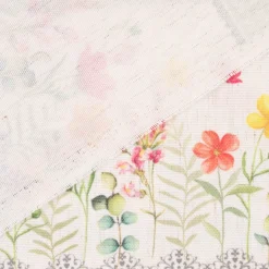 Gardinenstoff Dekostoff Landhausstoff Wiesenblumen Streifen natur bunt 1,60m Breite