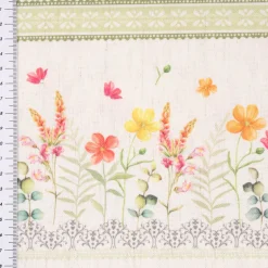 Gardinenstoff Dekostoff Landhausstoff Wiesenblumen Streifen natur bunt 1,60m Breite