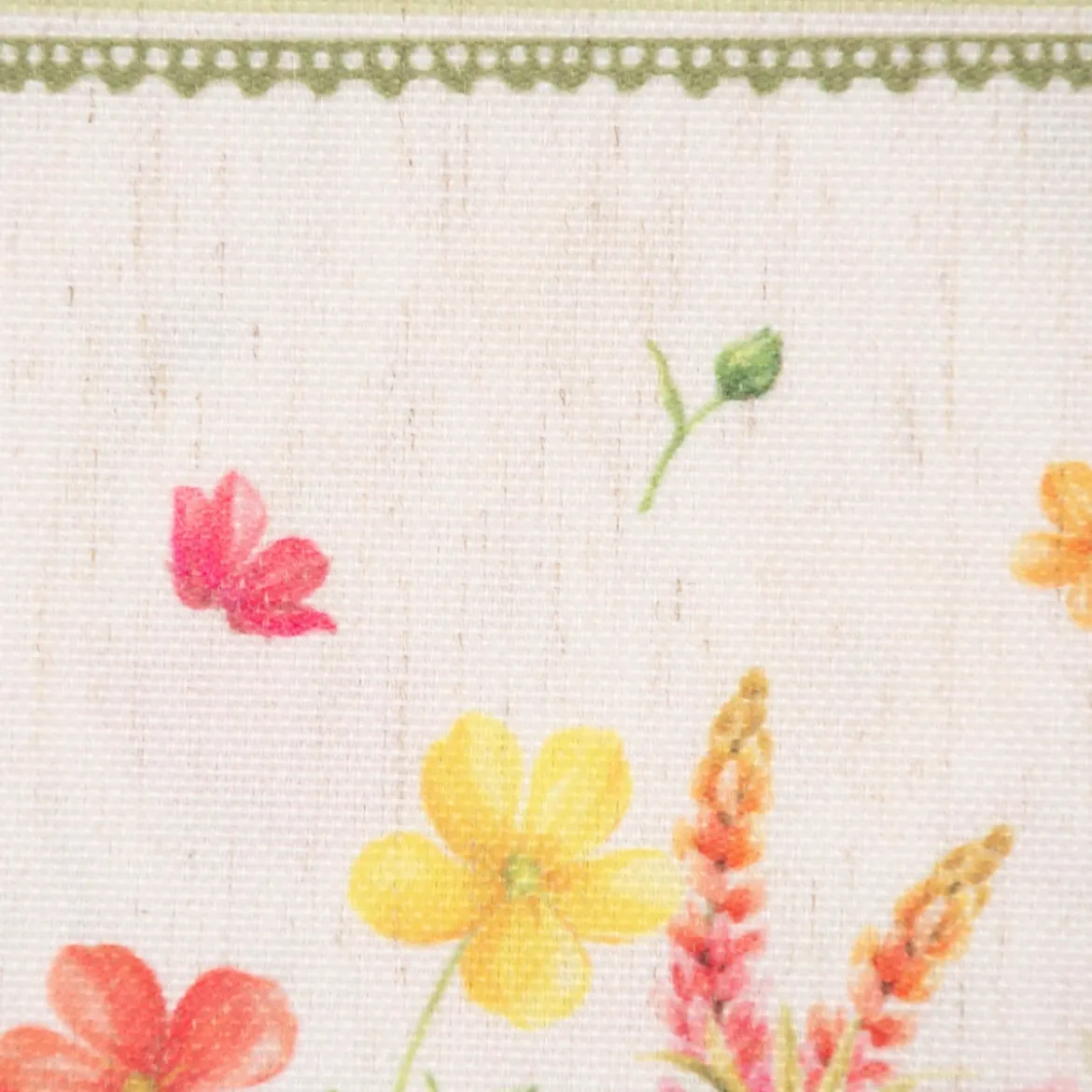 Gardinenstoff Dekostoff Landhausstoff Wiesenblumen Streifen natur bunt 1,60m Breite