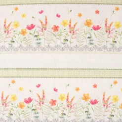 Gardinenstoff Dekostoff Landhausstoff Wiesenblumen Streifen natur bunt 1,60m Breite