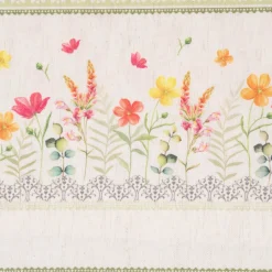 Gardinenstoff Dekostoff Landhausstoff Wiesenblumen Streifen natur bunt 1,60m Breite