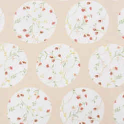 Gardinenstoff Dekostoff Landhausstoff Blümchen Kreise Pastell apricot 1,65m Breite