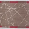 Gardinenstoff Dekostoff Leinenoptik weiß halbtransparent Jacquard Querstreifen braun beere silberlurex 150cm breit