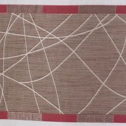Gardinenstoff Dekostoff Leinenoptik weiß halbtransparent Jacquard Querstreifen braun beere silberlurex 150cm breit