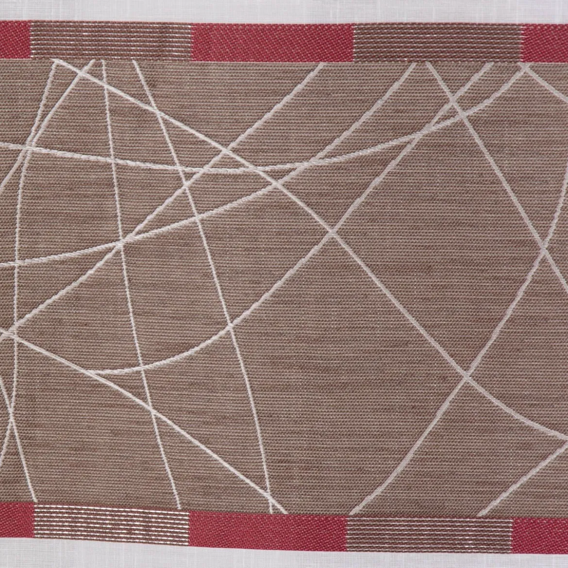 Gardinenstoff Dekostoff Leinenoptik weiß halbtransparent Jacquard Querstreifen braun beere silberlurex 150cm breit