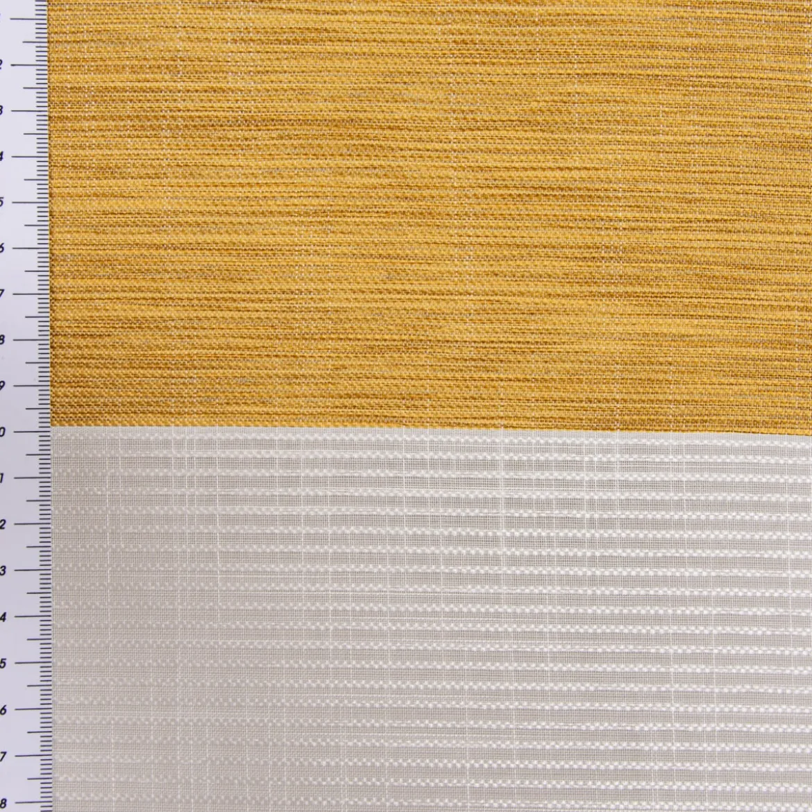 Gardinenstoff Dekostoff Leinenoptik Querstreifen halbtransparent weiß grau honiggelb 1,5m Breite