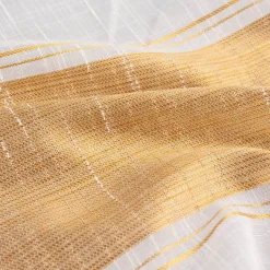 Gardinenstoff Dekostoff Leinenstruktur Querstreifen halbtransparent weiß grau gelb 1,5m Breite