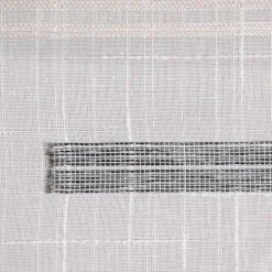 Gardinenstoff Dekostoff Leinenstruktur Querstreifen halbtransparent weiß grau gelb 1,5m Breite