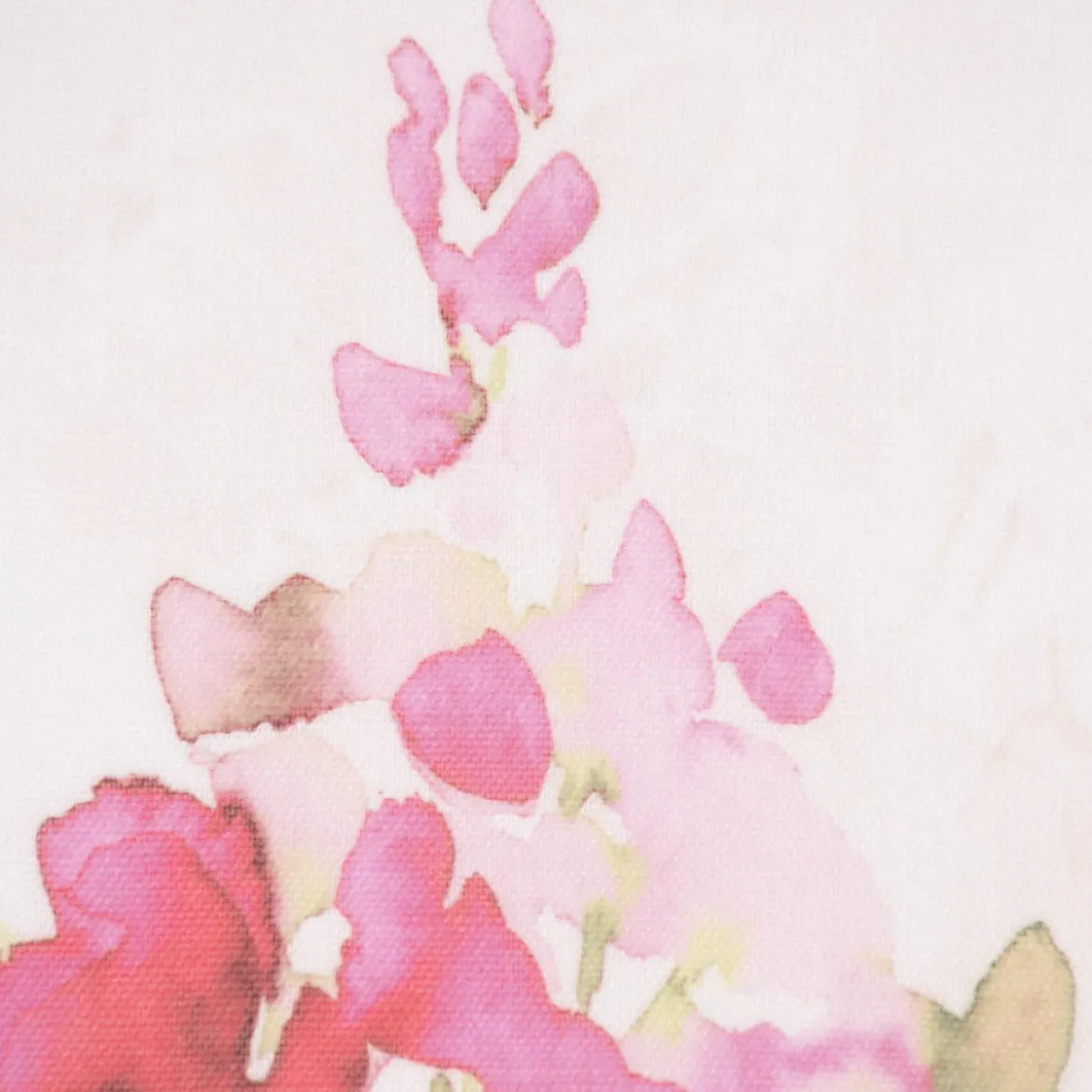 Gardinenstoff Dekostoff Leinenstruktur halbtransparent Aquarell Blumen weiß rosa grün 1,45m Breite