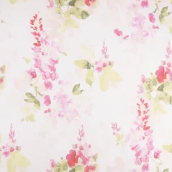 Gardinenstoff Dekostoff Leinenstruktur halbtransparent Aquarell Blumen weiß rosa grün 1,45m Breite