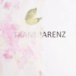 Gardinenstoff Dekostoff Leinenstruktur halbtransparent Aquarell Blumen weiß rosa grün 1,45m Breite