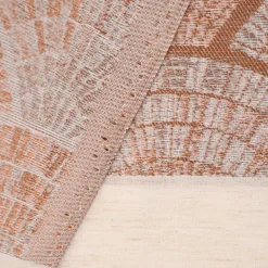 Gardinenstoff Dekostoff Leinenoptik Streifen Fächer terracotta weiß 1,50m Breite