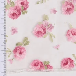 Gardinenstoff Dekostoff Organza Pfingstrosen klein weiß rosa grün 2,8m Höhe
