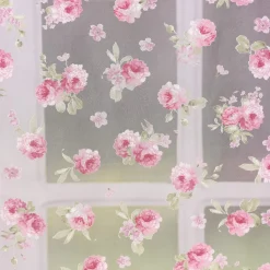 Gardinenstoff Dekostoff Organza Pfingstrosen klein weiß rosa grün 2,8m Höhe