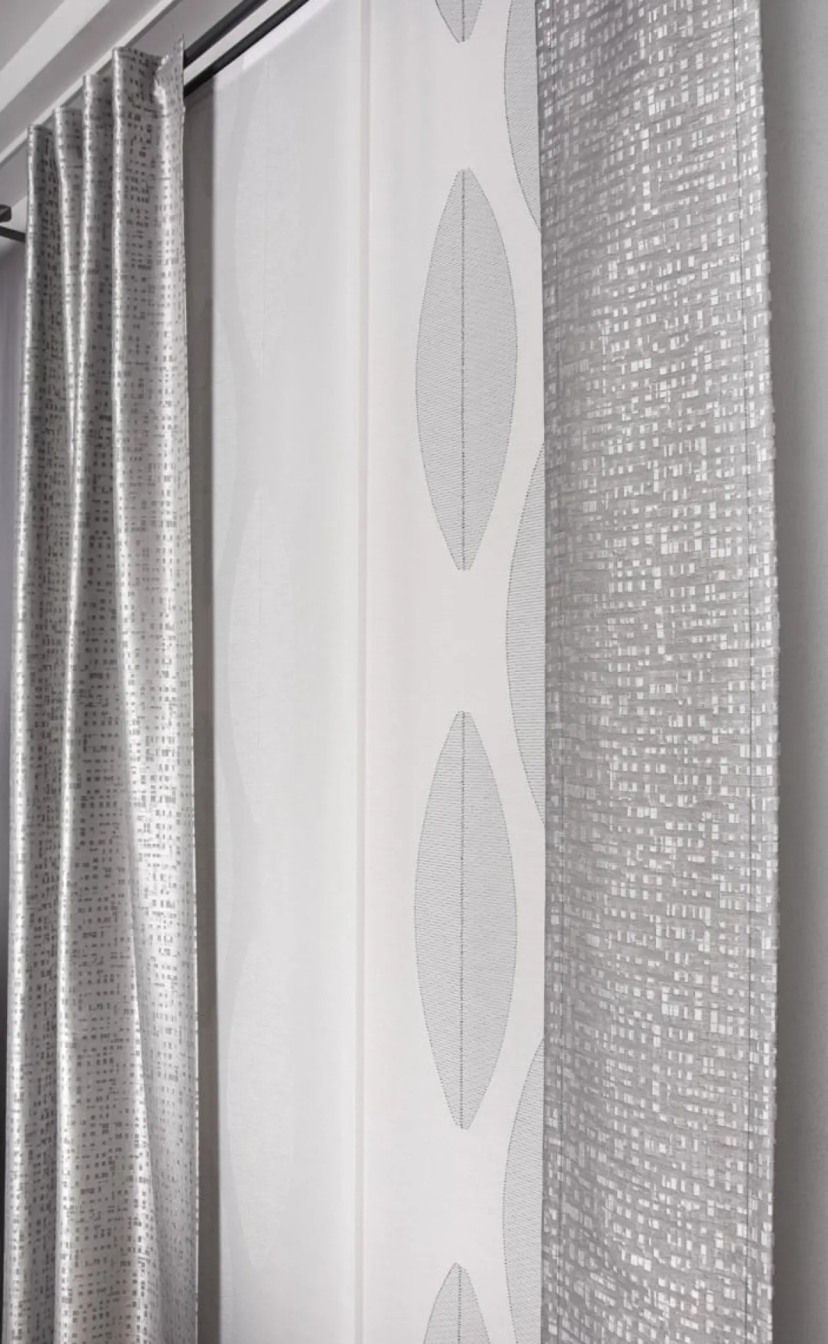 Gardinenstoff Dekostoff PICCO Würfel Viereck grau silber 1,52m Breite