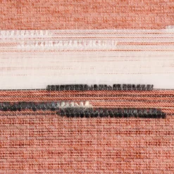 Gardinenstoff Dekostoff Querstreifen Leinenoptik meliert koralle 1,50m Breite