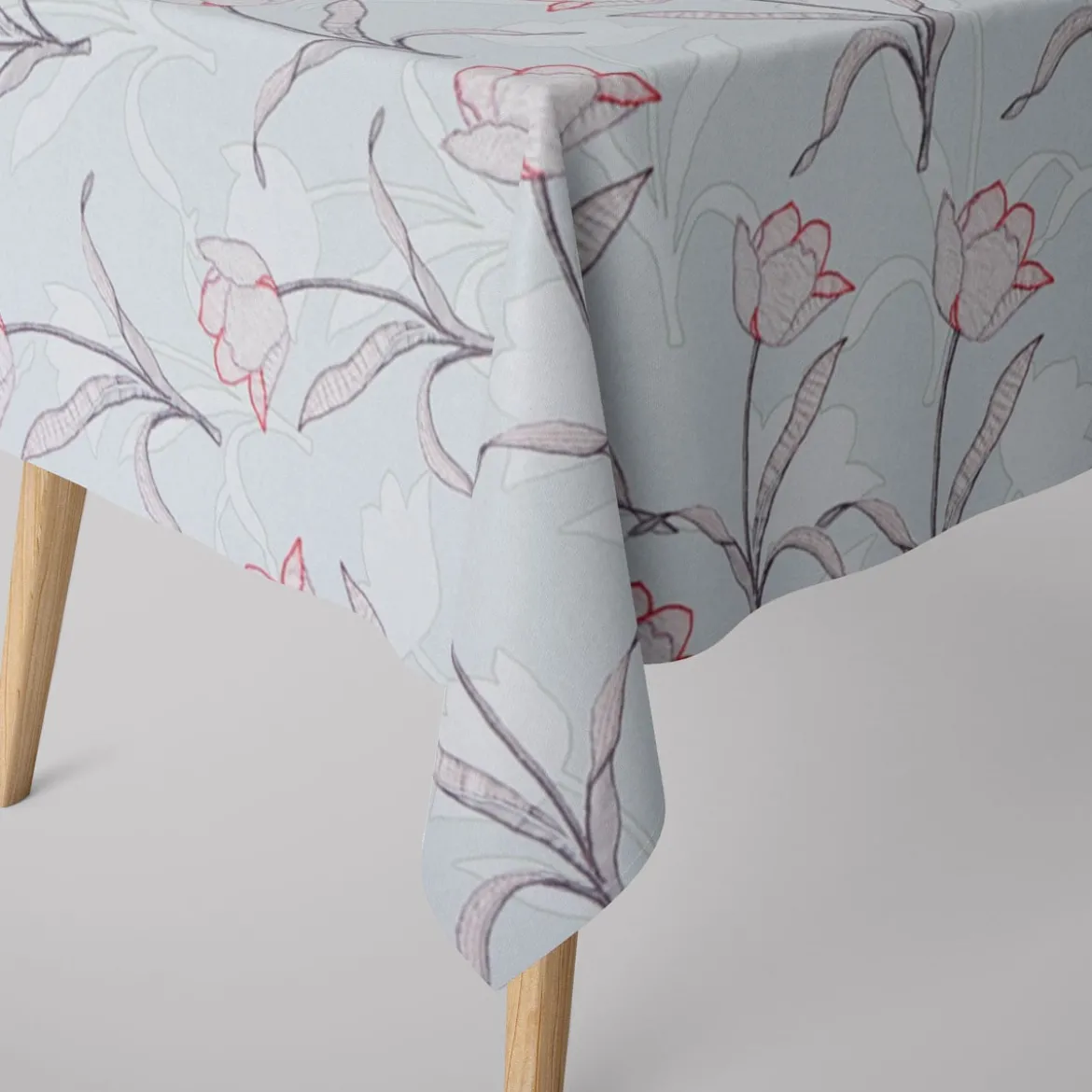 Gardinenstoff Dekostoff Tulpen mint 1,40m Breite