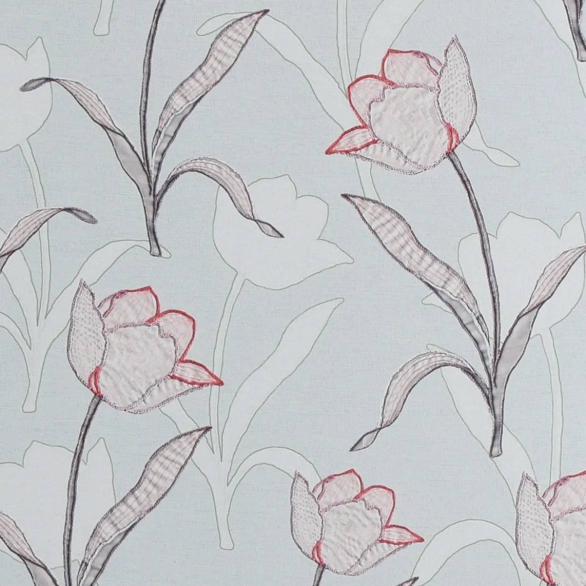 Gardinenstoff Dekostoff Tulpen mint 1,40m Breite