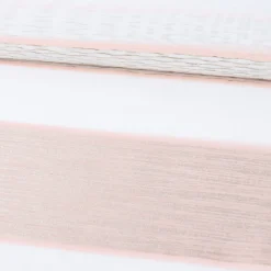 Gardinenstoff Dekostoff Voile Streifen grob Glanz creme beige rosé gold 1,4m Breite