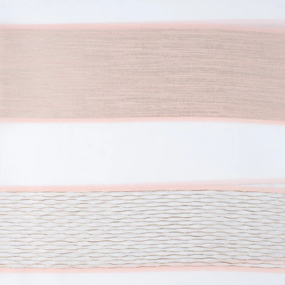 Gardinenstoff Dekostoff Voile Streifen grob Glanz creme beige rosé gold 1,4m Breite