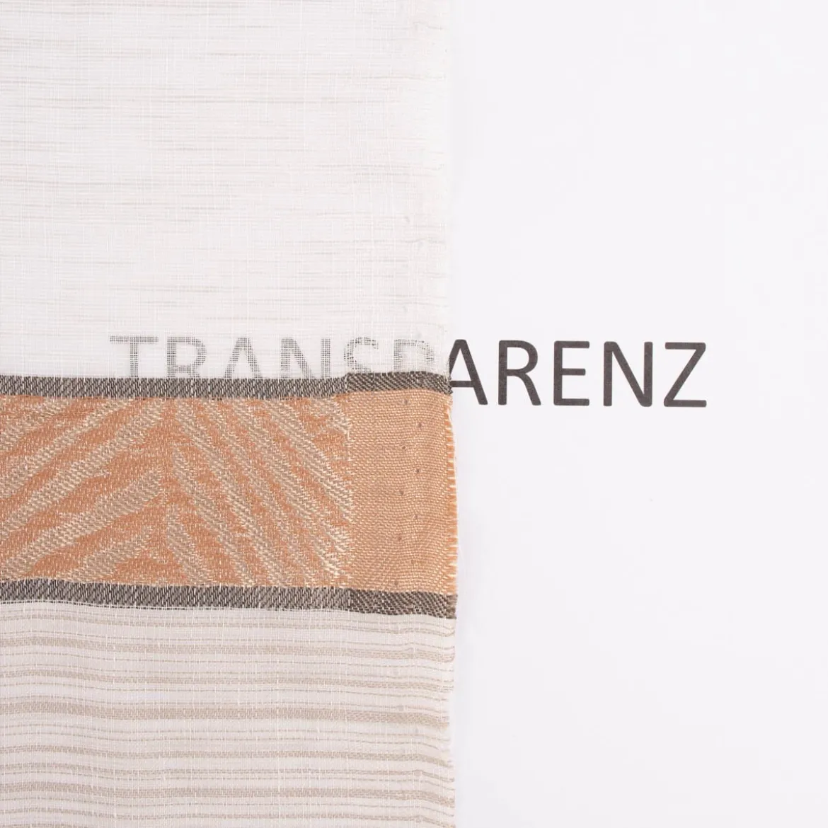 Gardinenstoff Dekostoff Voile halbtransparent Streifen beige braun grau 1,50m Breite