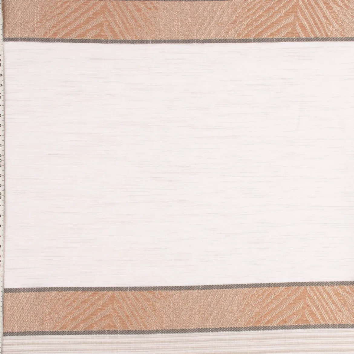 Gardinenstoff Dekostoff Voile halbtransparent Streifen beige braun grau 1,50m Breite