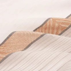 Gardinenstoff Dekostoff Voile halbtransparent Streifen beige braun grau 1,50m Breite