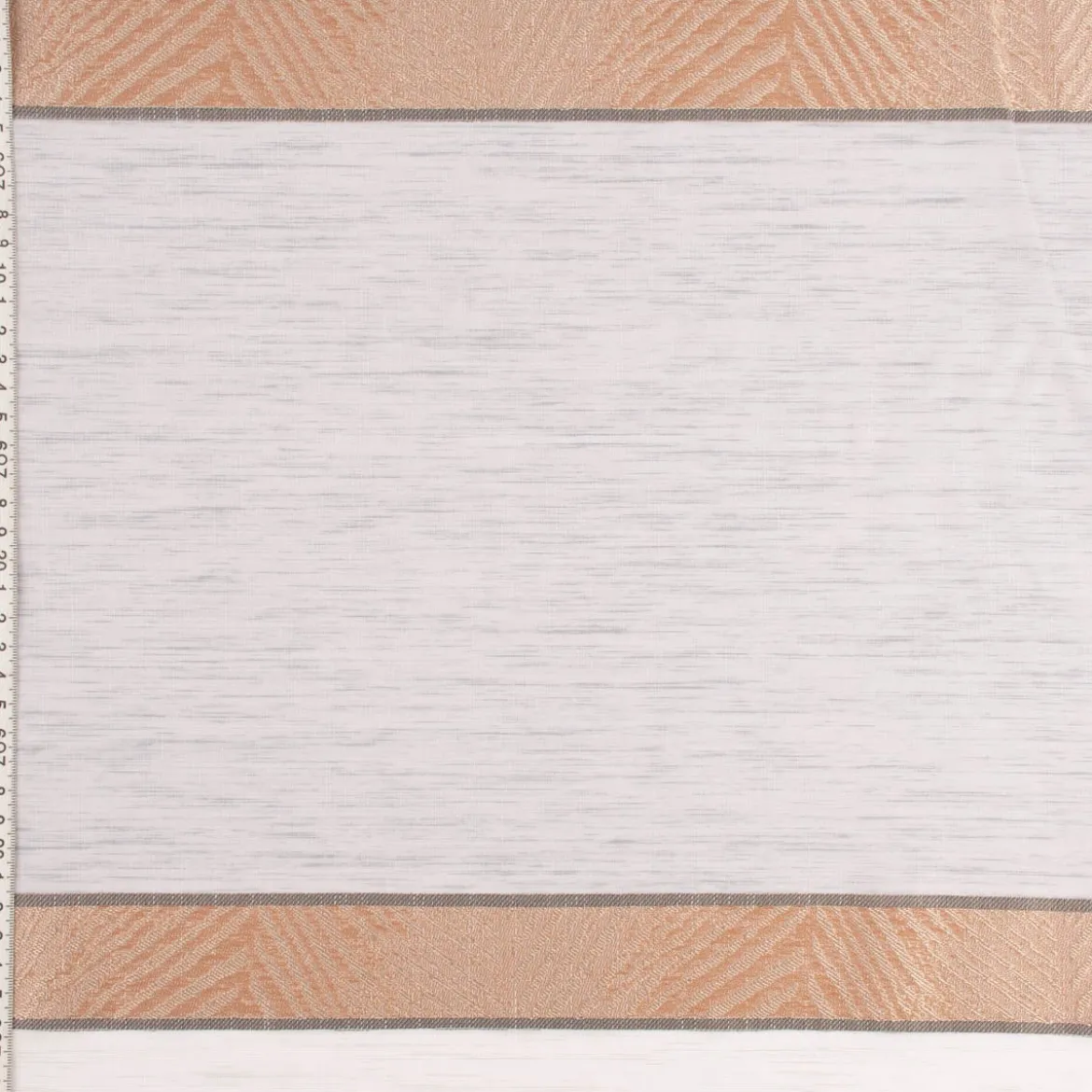 Gardinenstoff Dekostoff Voile halbtransparent Streifen beige braun grau 1,50m Breite