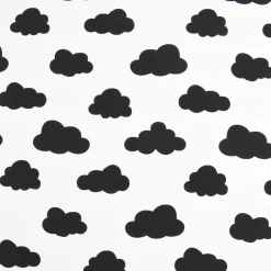 Gardinenstoff Dekostoff Wolken weiß schwarz 1,4m Breite