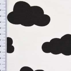 Gardinenstoff Dekostoff Wolken weiß schwarz 1,4m Breite