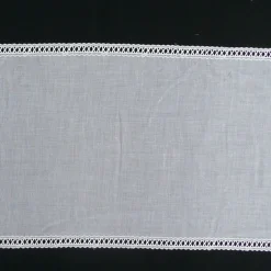 Gardinenstoff Flächenpaneele Tischband weiß mit Stickerei Breite: 28cm