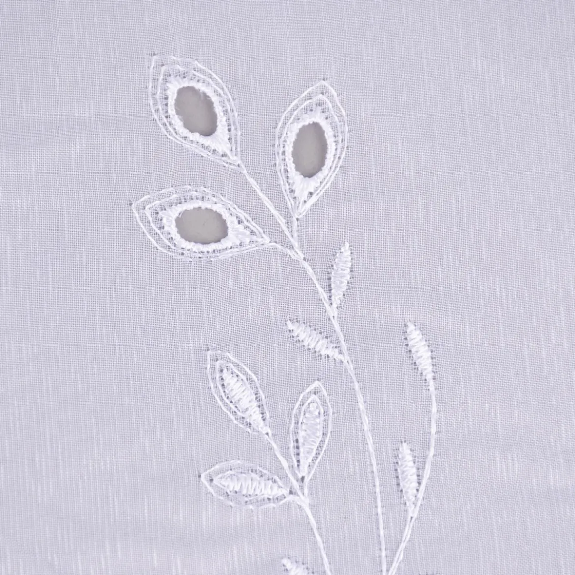 Gardinenstoff Gardinenstores Stickerei Voile Blätter Bordüre raumhoch weiß 280cm