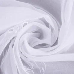 Gardinenstoff Gardinenstores Stickerei Voile Blätter Bordüre raumhoch weiß 280cm