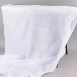 Gardinenstoff Gardinenstores Stickerei Voile Blätter Bordüre weiß 175cm