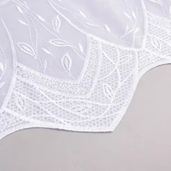 Gardinenstoff Gardinenstores Stickerei Voile Blätter Bordüre weiß 175cm