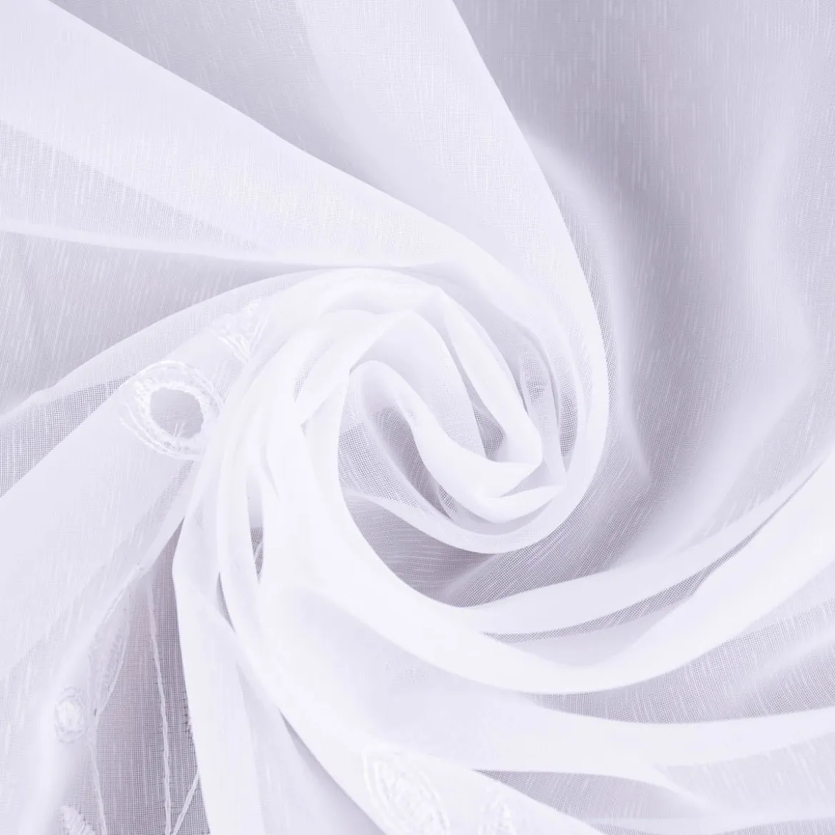 Gardinenstoff Gardinenstores Stickerei Voile Blätter Bordüre weiß 175cm