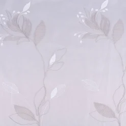 Gardinenstoff Gardinenstores Stickerei Voile Blätter Blüten raumhoch weiß grau 280cm