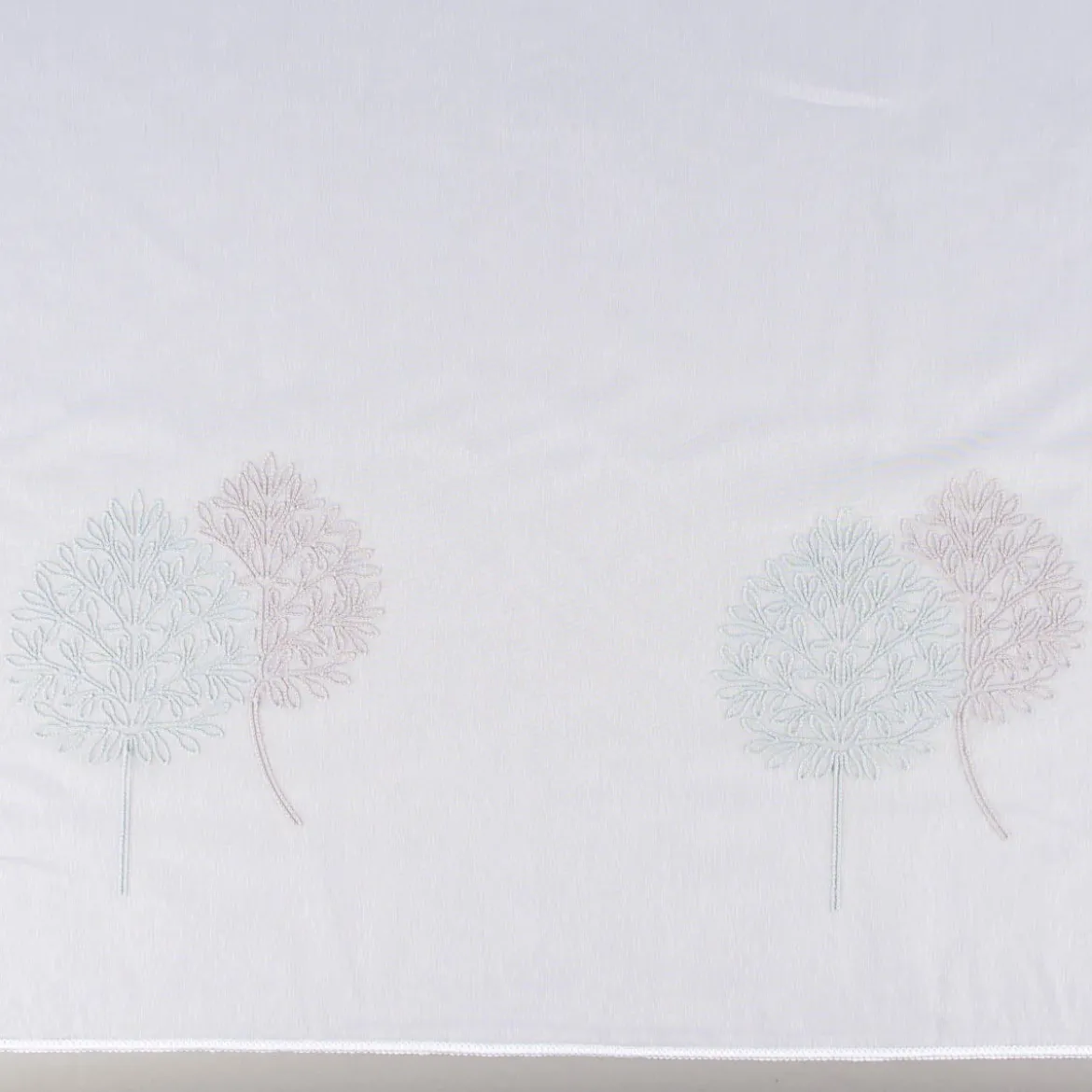 Gardinenstoff Gardinenstores Stickerei Voile Blätter Bäumchen raumhoch weiß mint beige 280cm