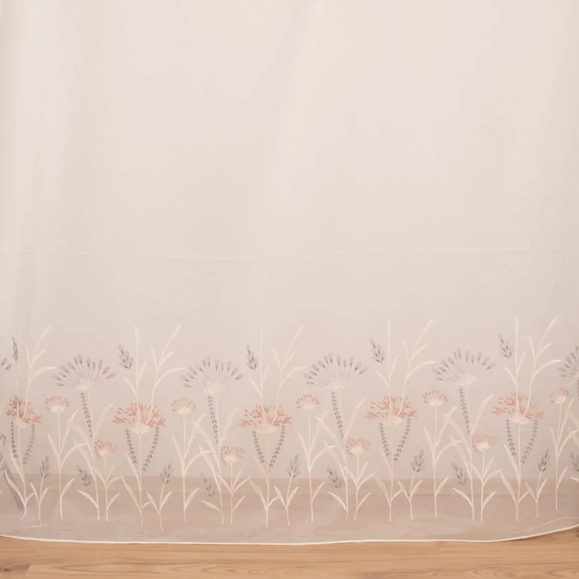 Gardinenstoff Gardinenstores Strukturvoile Stickerei Blumen Gräser ecru altrosa grau 280cm
