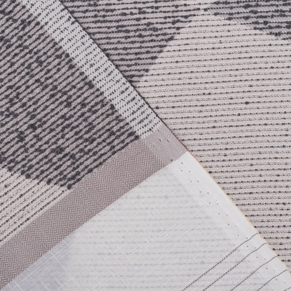 Gardinenstoff halbtransparent Streifen Boucle weiß grau 150cm Breite