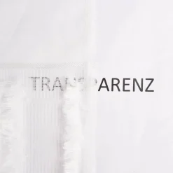 Gardinenstoff halbtransparent Strukturoptik Fransen Streifen wollweiß 150cm Breite
