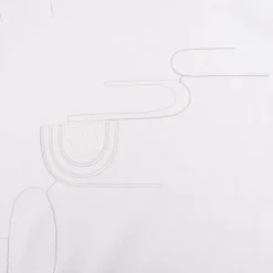 Gardinenstoff Leinenstruktur Stickerei Art Decó wollweiß grau 280cm Breite